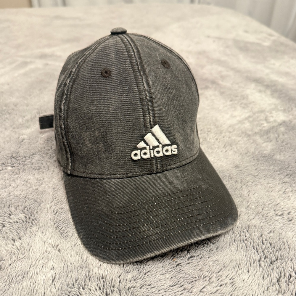 adidas Distressed Washed Black Logo Baseball Cap
